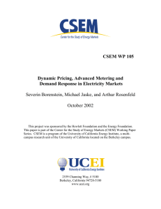 CSEM WP 105 Dynamic Pricing, Advanced Metering and Demand