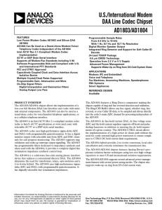 AD1803/AD1804 U.S./International Modem DAA Line Codec Chipset