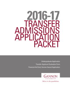 Undergraduate Application Transfer Applicant Evaluation Form