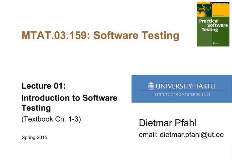 software testing - copy - chapter 1 software testing:... Software Testing