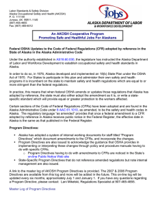 OSHA amendments to Alaska Administrative Code