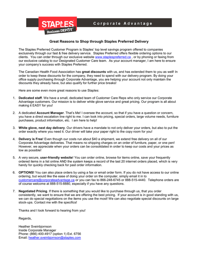 Great Reasons to Shop through Staples Preferred Delivery