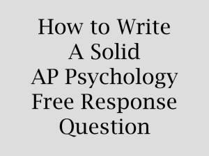 How to Write A Solid AP Psychology Free Response Question