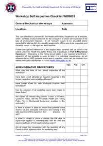 Workshop Self Inspection Checklist WORK01