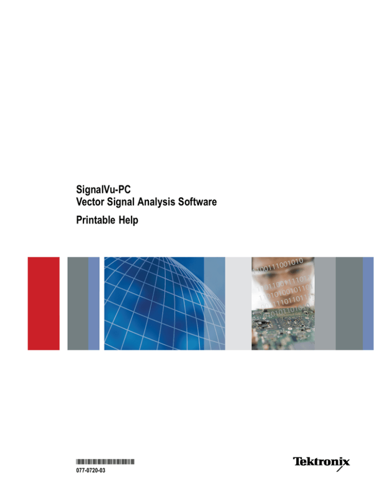 SignalVuPC Vector Signal Analysis Software Printable Help