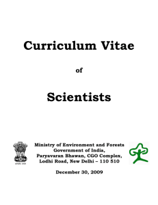 Curriculum Vitae: Scientists, Environment & Forests Ministry, India
