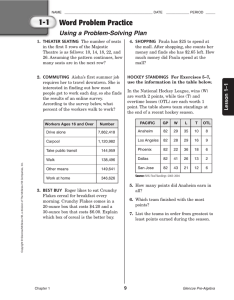 Pre-Algebra Word Problem Practice Worksheet