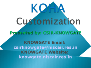 KOHA Customization - CSIR-KNOWGATE