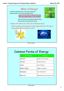 Energy Types and Transformations