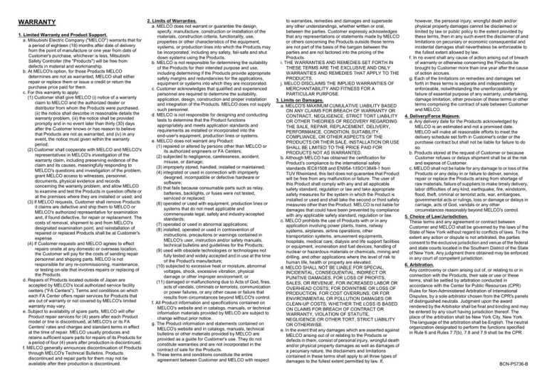 warranty Mitsubishi Electric