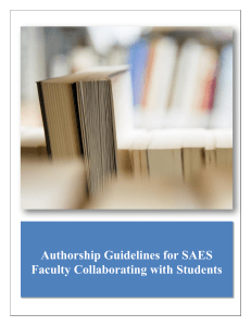 Authorhip Guidelines or SAES Faculty Collaborating with Students