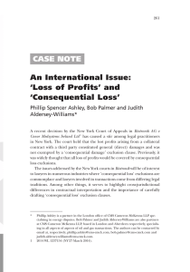 An International Issue: `Loss of Profits` and `Consequential Loss