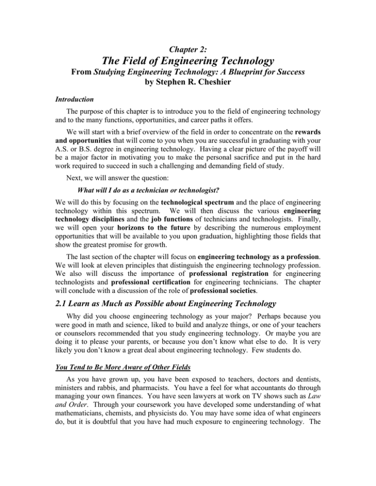The Field of Engineering Technology