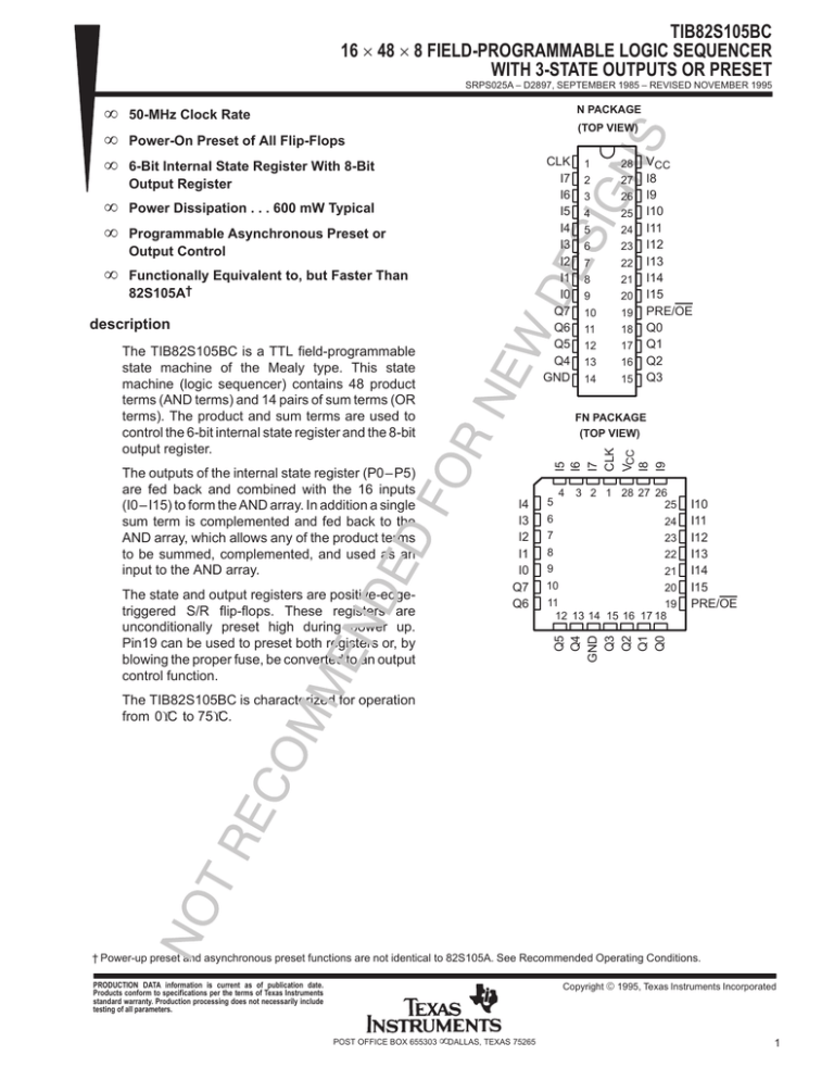 16 X 48 X 8 Field-Programmable Logic Sequencer With 3