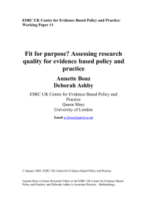 Research Quality in Evidence Based Policy & Practice