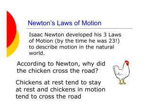 N t ` L f M ti Newton`s Laws of Motion