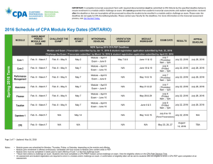 CPA Ontario Module Key Dates 2016