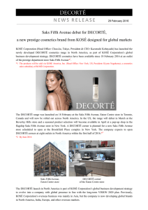Saks Fifth Avenue debut for DECORTÉ, a new prestige cosmetics