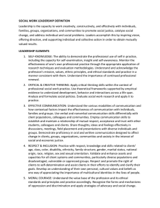 SOCIAL WORK LEADERSHIP DEFINITION Leadership is the