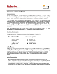 Production Planning Director - Wolverine Advanced Materials