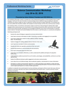 Science Communication Workshop July 20 to 22, 2016 Professional