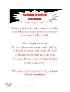 Rutgers Fall 2016 Attendance Confirmation Reminder