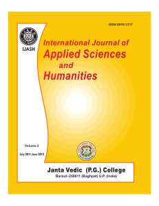 International Journal of Applied Sciences and Humanities