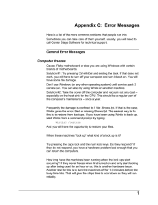 Appendix C - Error Messages
