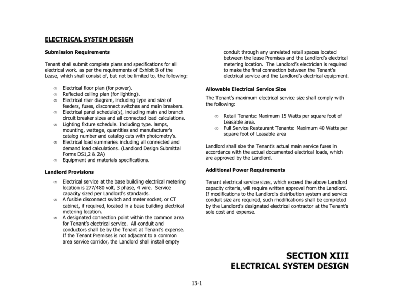 Electrical System Design Criteria