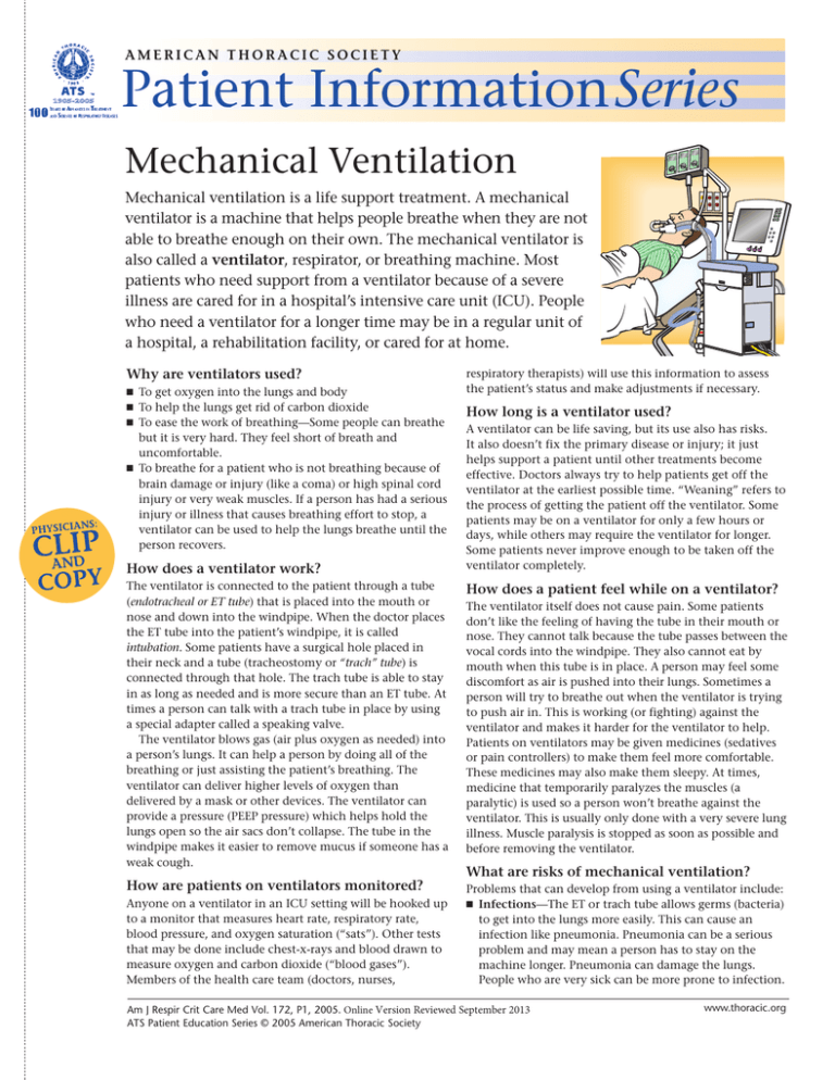 Patient Information Series Mechanical Ventilation