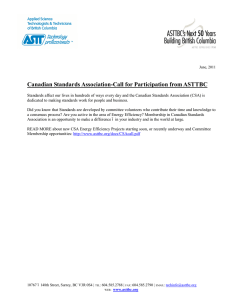 Canadian Standards Association-Call for Participation from ASTTBC