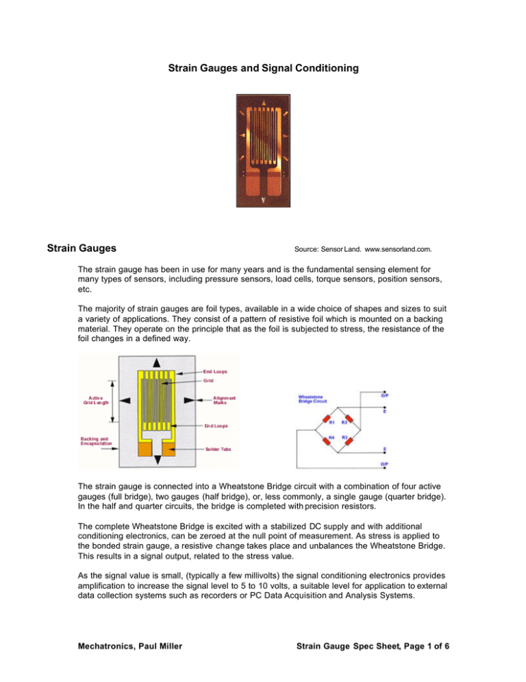 Strain Gauges and Signal Conditioning