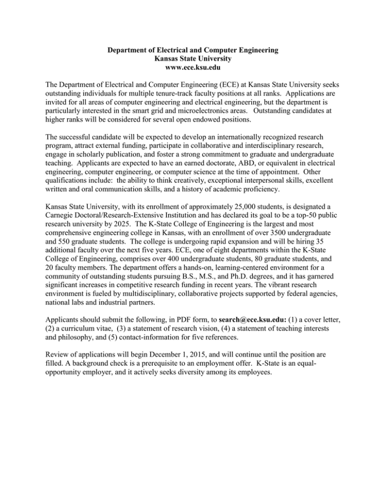 Department of Electrical and Computer Engineering Kansas State