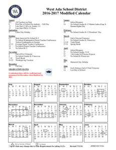 Modified School Calendar At A Glance 2016-2017