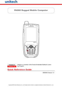 PA968 Rugged Mobile Computer Quick Reference Guide