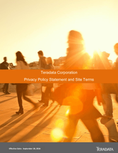 Teradata Corporation Privacy Policy Statement and Site Terms