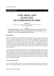 LOW, HIGH, AND BAND PASS BUTTERWORTH FILTERS