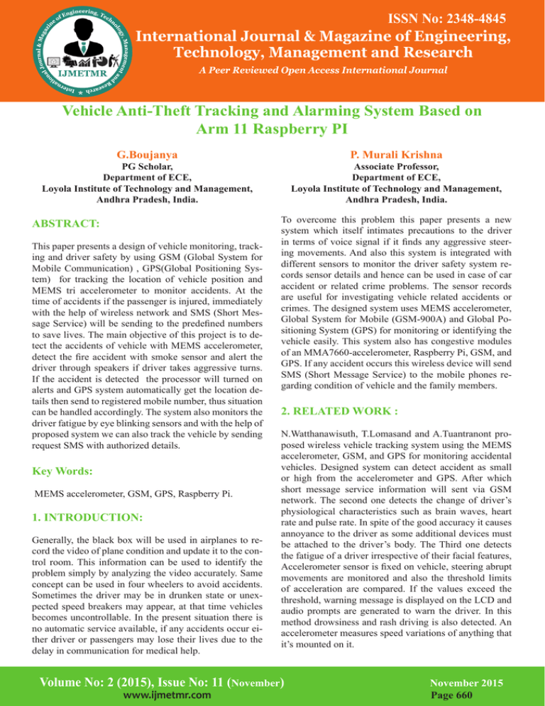 Vehicle AntiTheft Tracking and Alarming System Based Vehicle AntiTheft Tracking and Alarming System Based