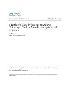 e-Textbooks Usage by Students at Andrews - Purdue e-Pubs