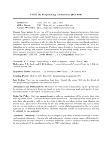 CMPE 112 Programming Fundamentals (Fall 2009)
