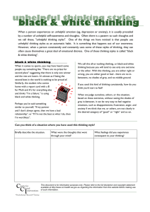 Black & White Thinking Worksheet | Psychology