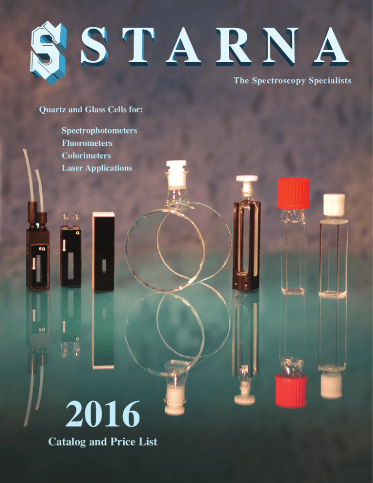 Starna Cells Quartz & Glass Cells Catalog & Price List