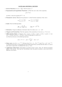 MATH 0220 MIDTERM I REVIEW 1. Inverse Function Let f(x) = 2x+1
