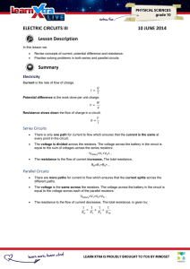 ELECTRIC CIRCUITS III 10 JUNE 2014 Lesson Description Summary