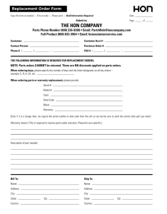 Parts Replacement Form