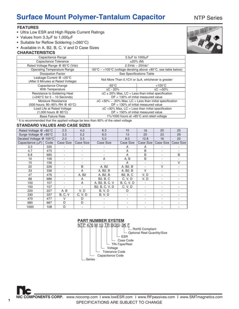 Surface Mount PolymerTantalum Capacitor