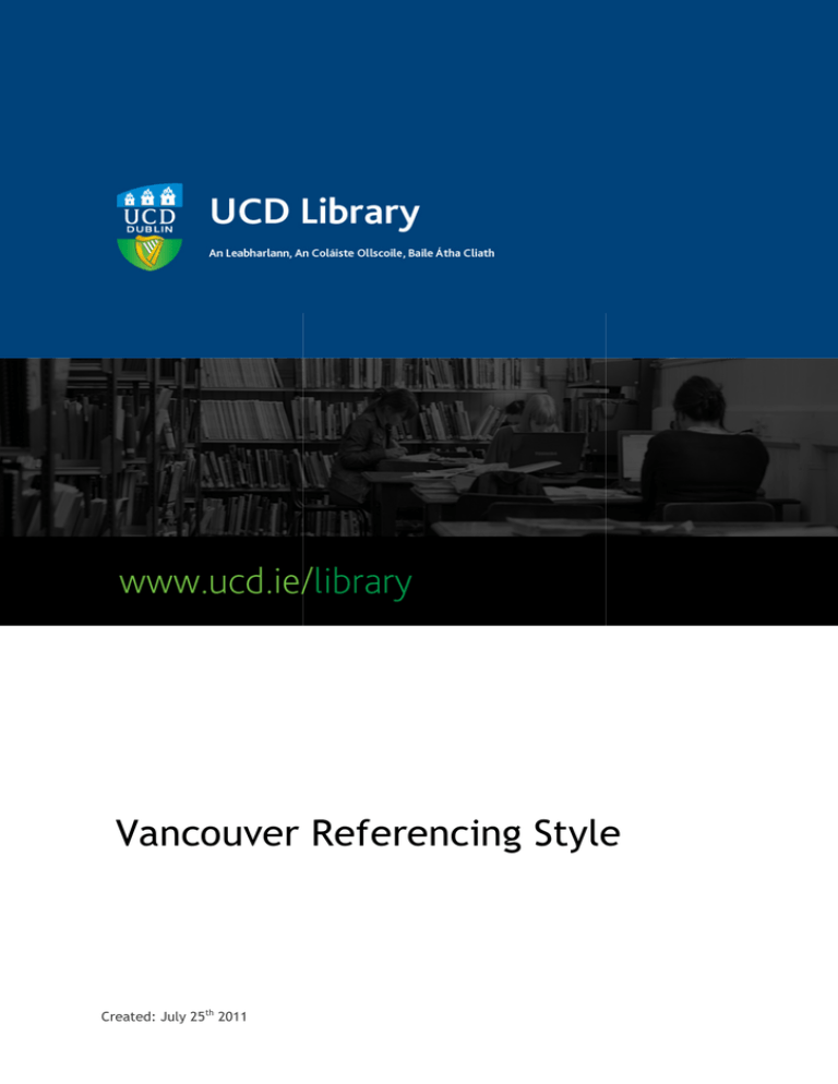 Vancouver Style Guide - University College Dublin