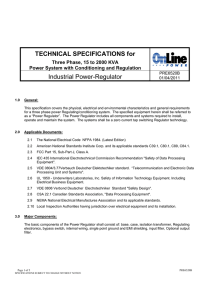 TECHNICAL SPECIFICATIONS for Industrial Power