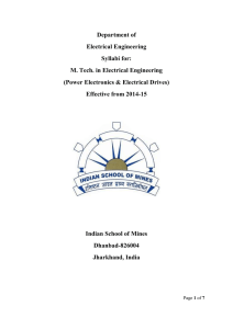 Department of Electrical Engineering Syllabi for: M. Tech. in