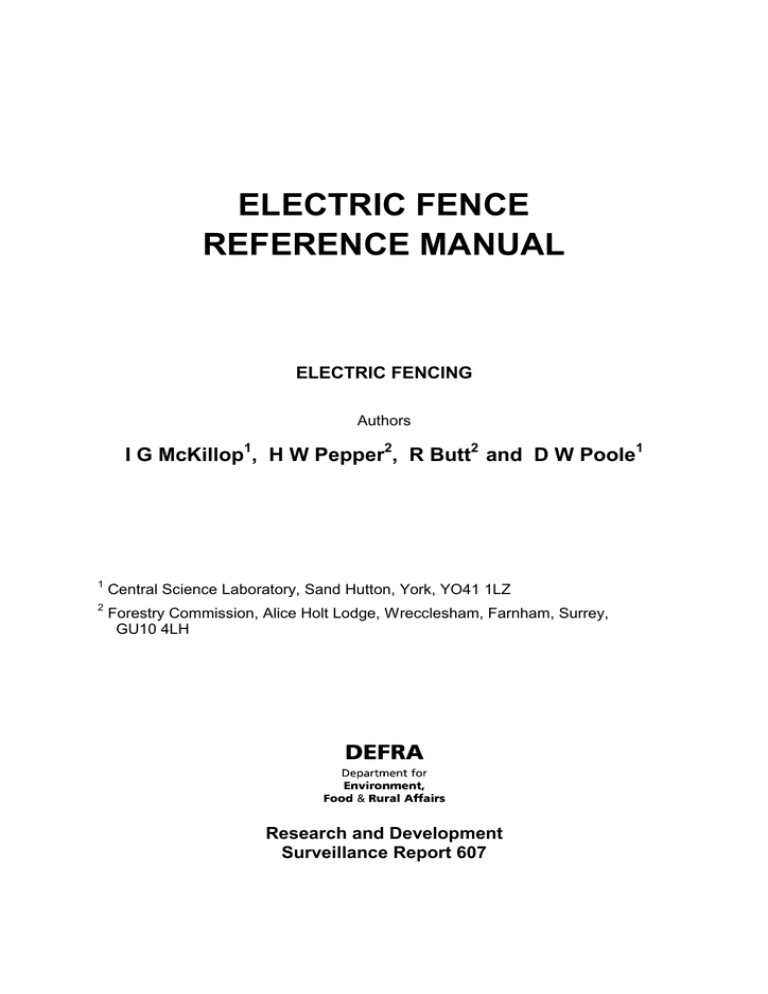Electric Fence Reference Manual